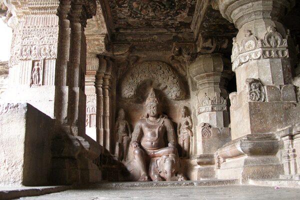 Ellora_Caves,_India, Rock-cut_carvings_in_ancient_Jain temple